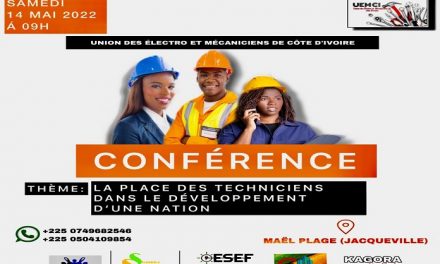 L’Union des Electro et Mécanicien de Côte d’Ivoire (UEM C.I) organisa une conférence le samedi 14 mai 2022 prochaine dans la commune de Jacqueville
